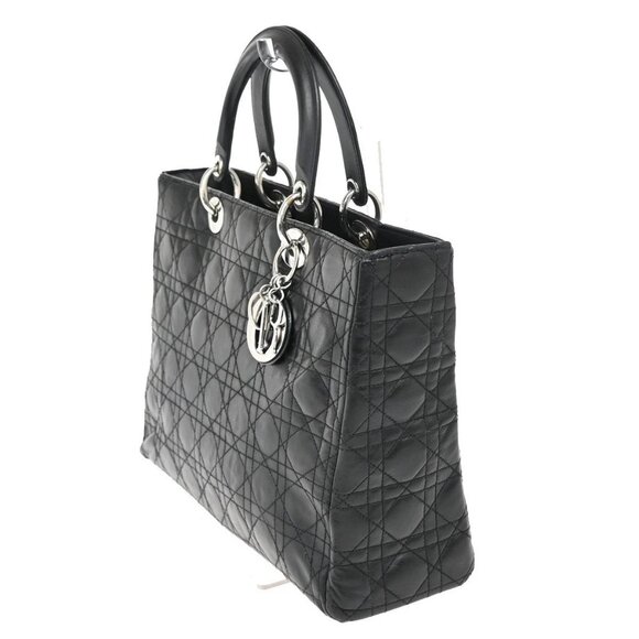 CHRISTIAN DIOR Logo Lady Cannage Shoulder Hand Bag Leather Black SHW 55KB222 - Picture 2 of 16